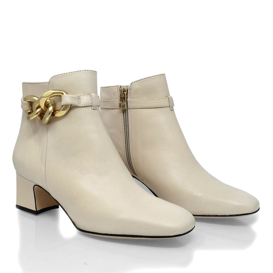 CECILE 45 - Latte Regina Romero Zapato Bota Botin Tacon Bajo Para Dama en Piel