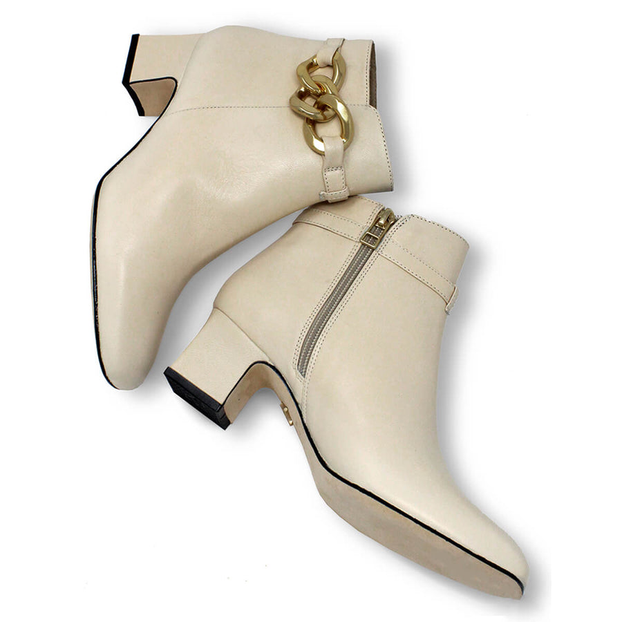 CECILE 45 - Latte Regina Romero Zapato Bota Botin Tacon Bajo Para Dama en Piel