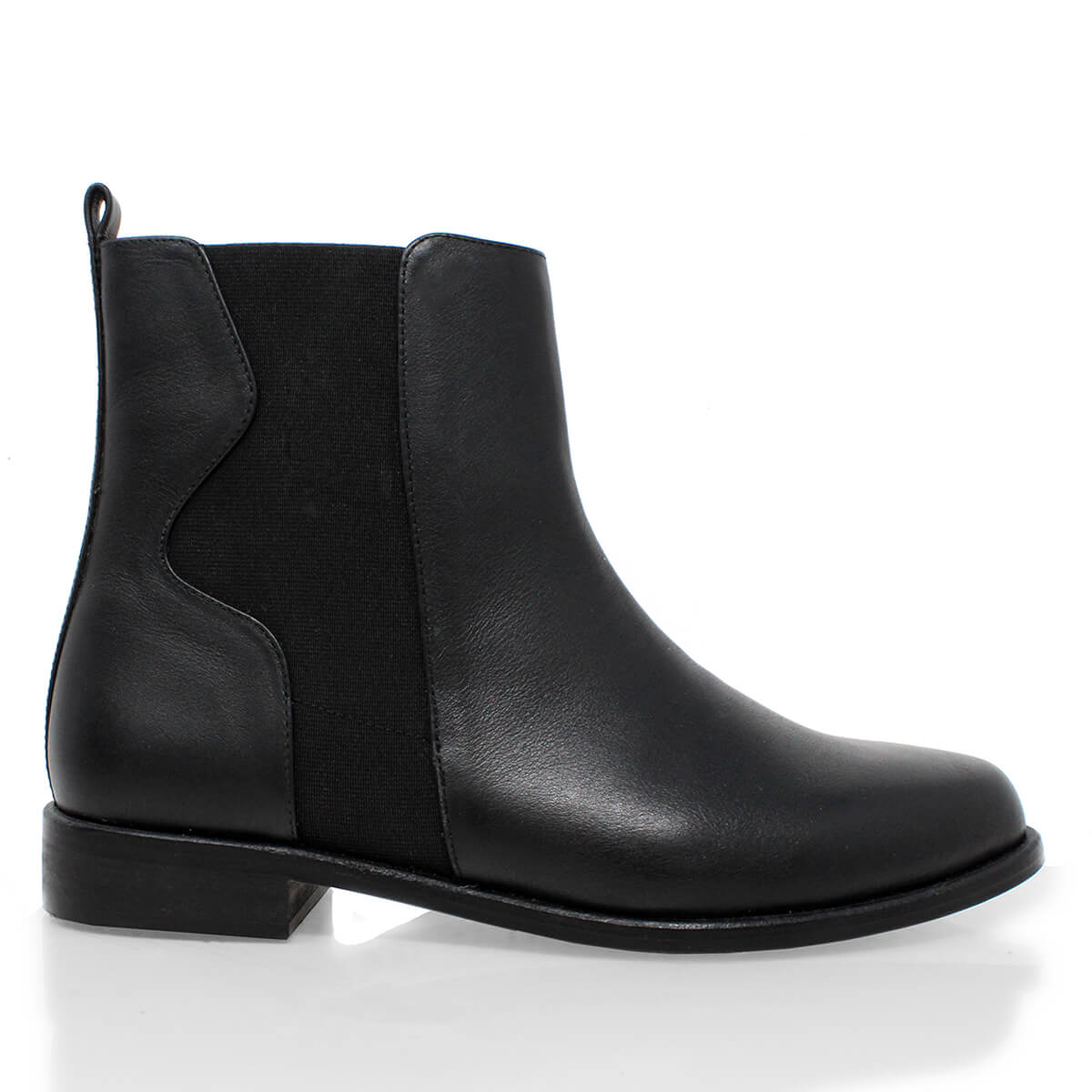 WENDY - Black Regina Romero Low Heel Ankle Boot Shoe for Women in Leather