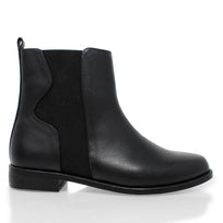 WENDY - Black Regina Romero Low Heel Ankle Boot Shoe for Women in Leather