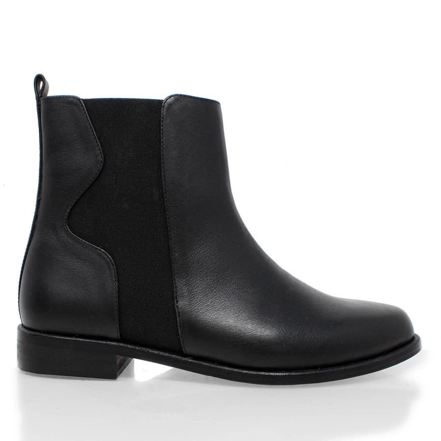 WENDY - Black Regina Romero Low Heel Ankle Boot Shoe for Women in Leather