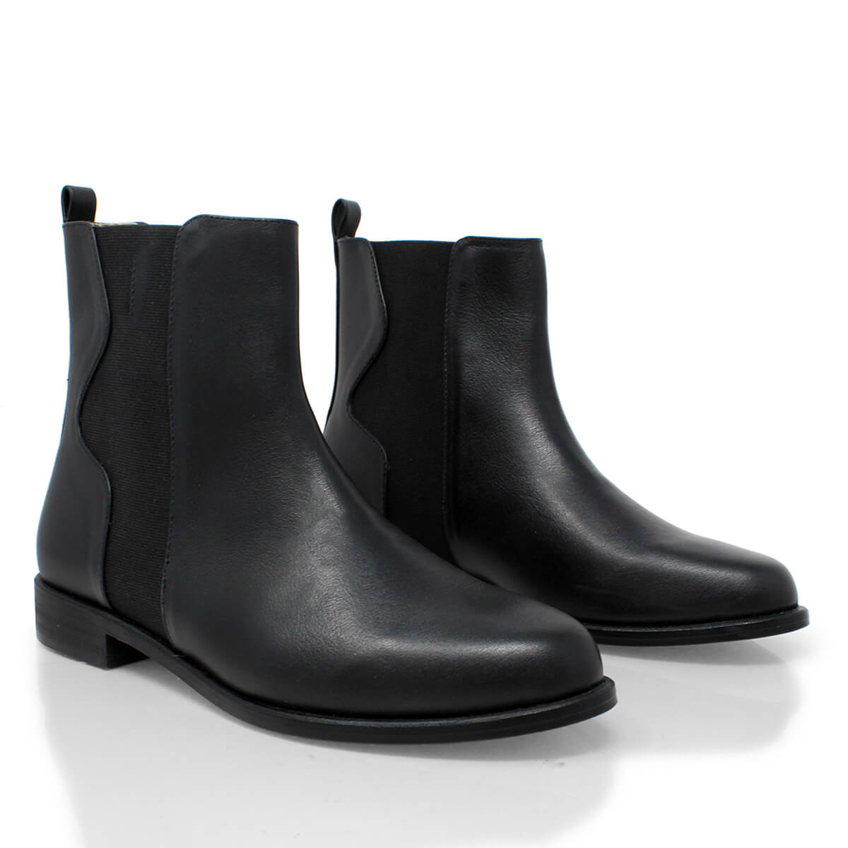 WENDY - Black Regina Romero Low Heel Ankle Boot Shoe for Women in Leather