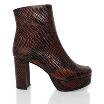 ELSA 135 - Cafe Regina Romero High Heeled Platform Ankle Boot Shoe for Lady in Leather