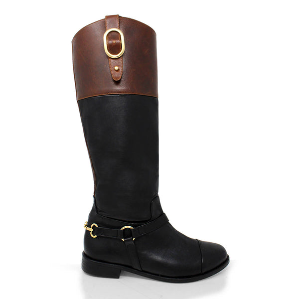 FORTUNA Tan y Negro Regina Romero Zapato Bota Botin Tacon Bajo Para