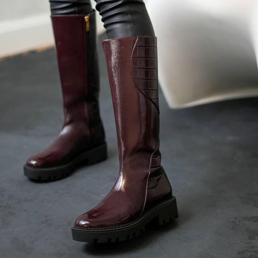IRINA 65 - Vino Regina Romero Zapato Bota Larga Tacon Bajo Para Dama en Piel