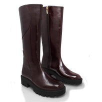 IRINA 65 - Vino Regina Romero Zapato Bota Larga Tacon Bajo Para Dama en Piel