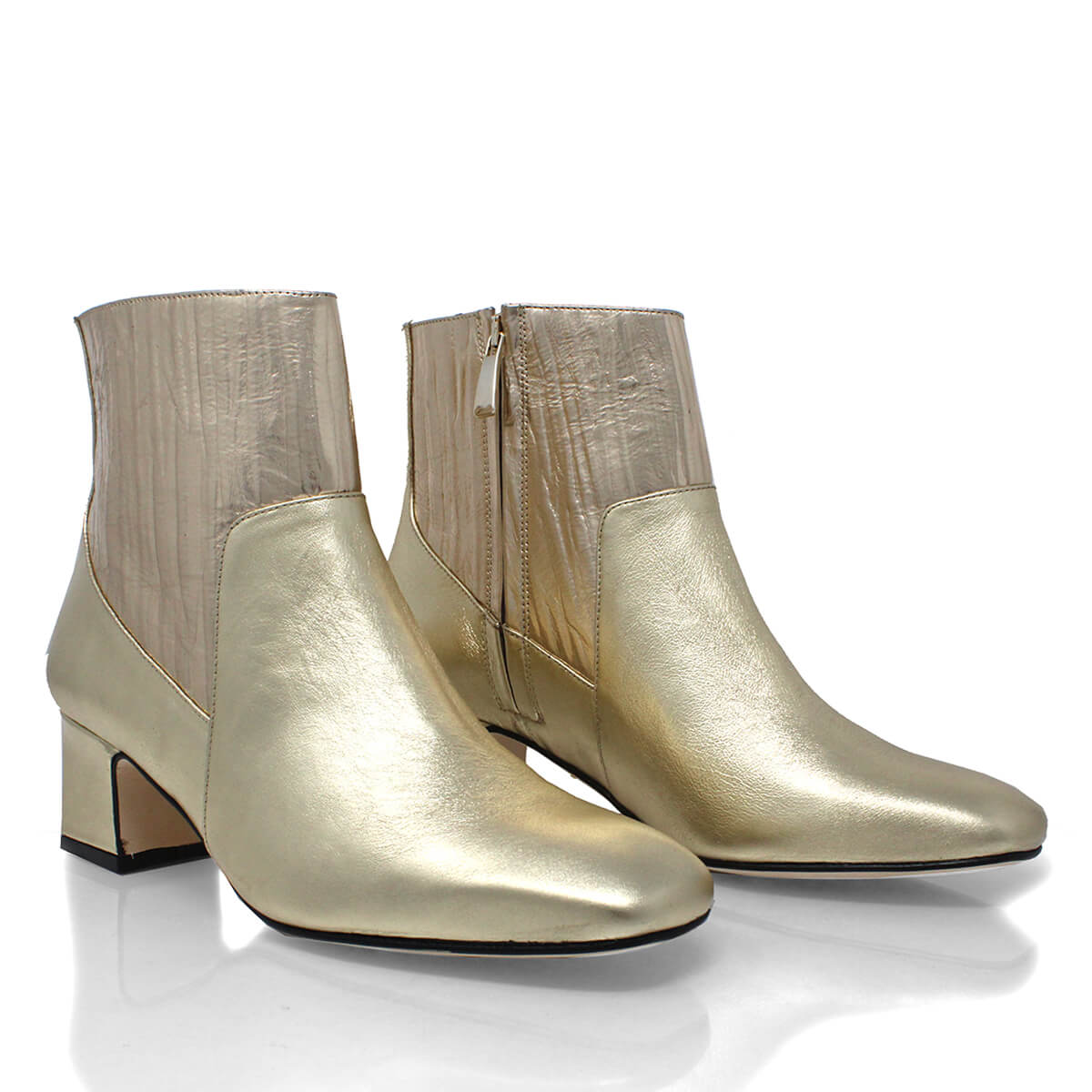 JENNIFER 45 - Oro Regina Romero Zapato Bota Botin Tacon Bajo Para Dama en Piel