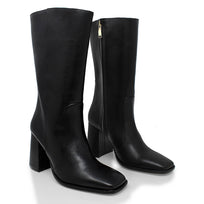 JOAN 75 - Negro Regina Romero Zapato Bota Botin Tacon Alto Para Dama en Piel