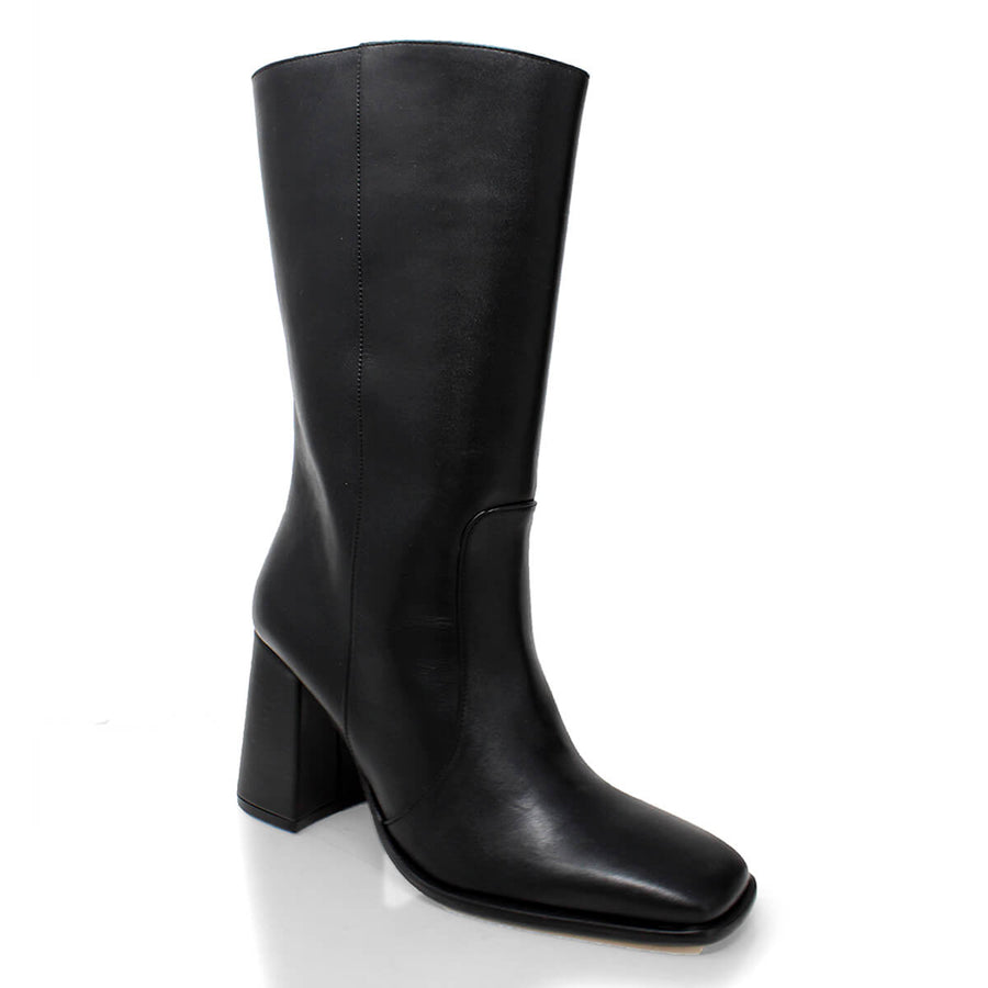 JOAN 75 - Negro Regina Romero Zapato Bota Botin Tacon Alto Para Dama en Piel
