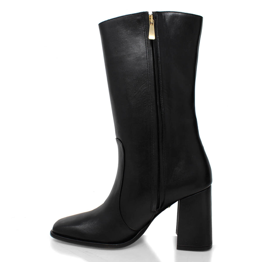 JOAN 75 - Negro Regina Romero Zapato Bota Botin Tacon Alto Para Dama en Piel