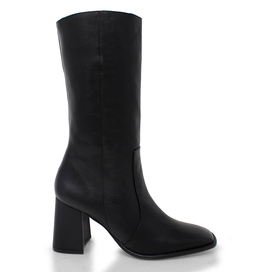 JOAN 75 - Negro Regina Romero Zapato Bota Botin Tacon Alto Para Dama en Piel