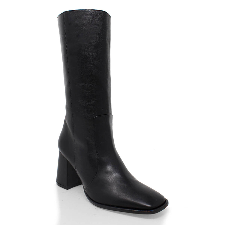 JOAN 75 - Negro Regina Romero Zapato Bota Botin Tacon Alto Para Dama en Piel