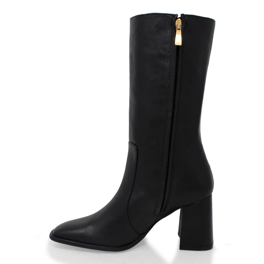JOAN 75 - Negro Regina Romero Zapato Bota Botin Tacon Alto Para Dama en Piel