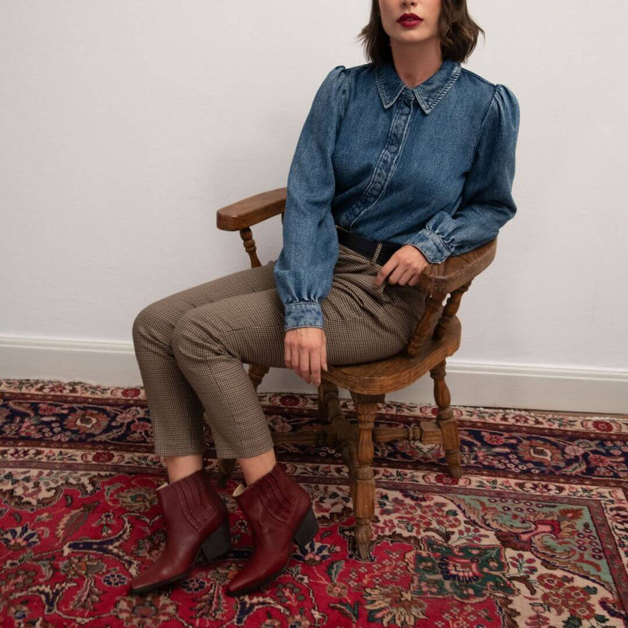 MAGGIE 60 - Vino Regina Romero Zapato Bota Botin Tacon Bajo Para Dama en Piel