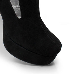 MARILINA 95 - Negro y Plata Regina Romero Zapato Bota Botin Plataforma Tacon Alto Para Dama en Piel