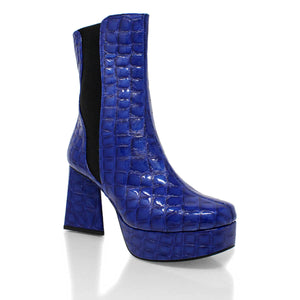 MELANIE 95 - Azul Rey Regina Romero Zapato Bota Botin Plataforma Tacon Alto Para Dama en Piel