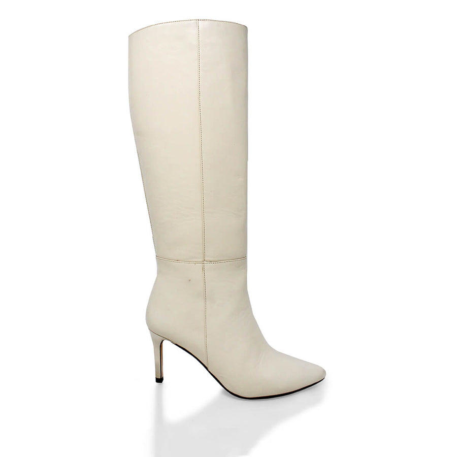 MITZY 75 - Latte Regina Romero Zapato Bota Larga Tacon Alto Para Dama en Piel