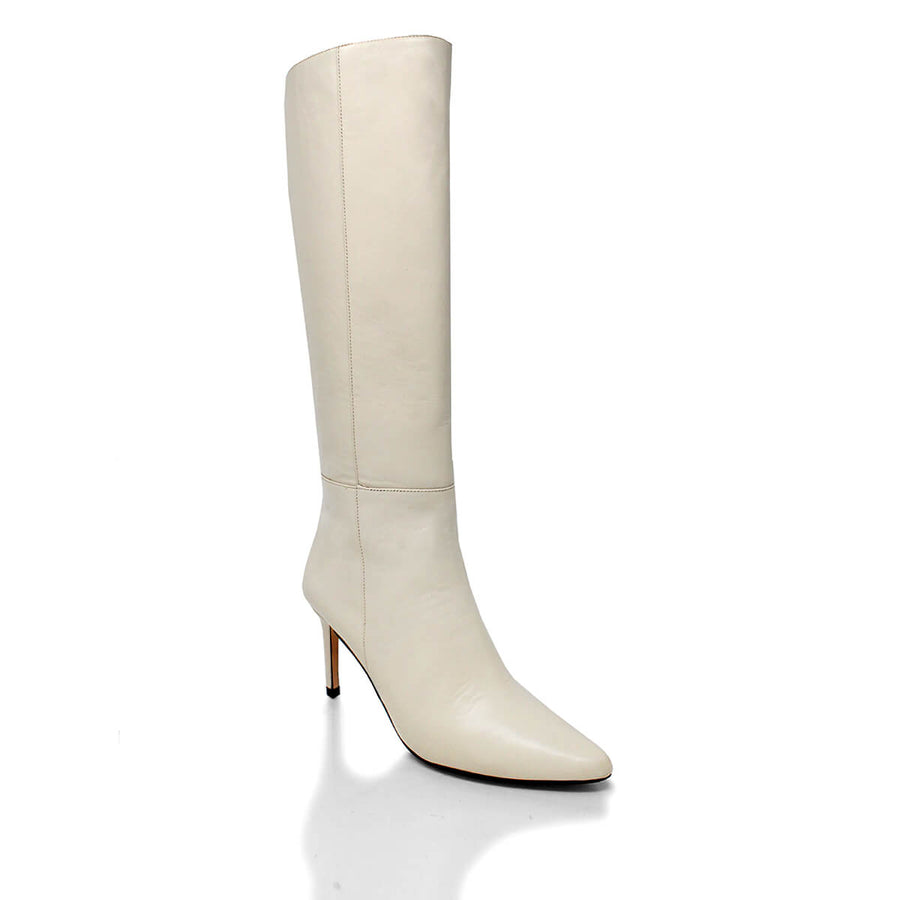 MITZY 75 - Latte Regina Romero Zapato Bota Larga Tacon Alto Para Dama en Piel