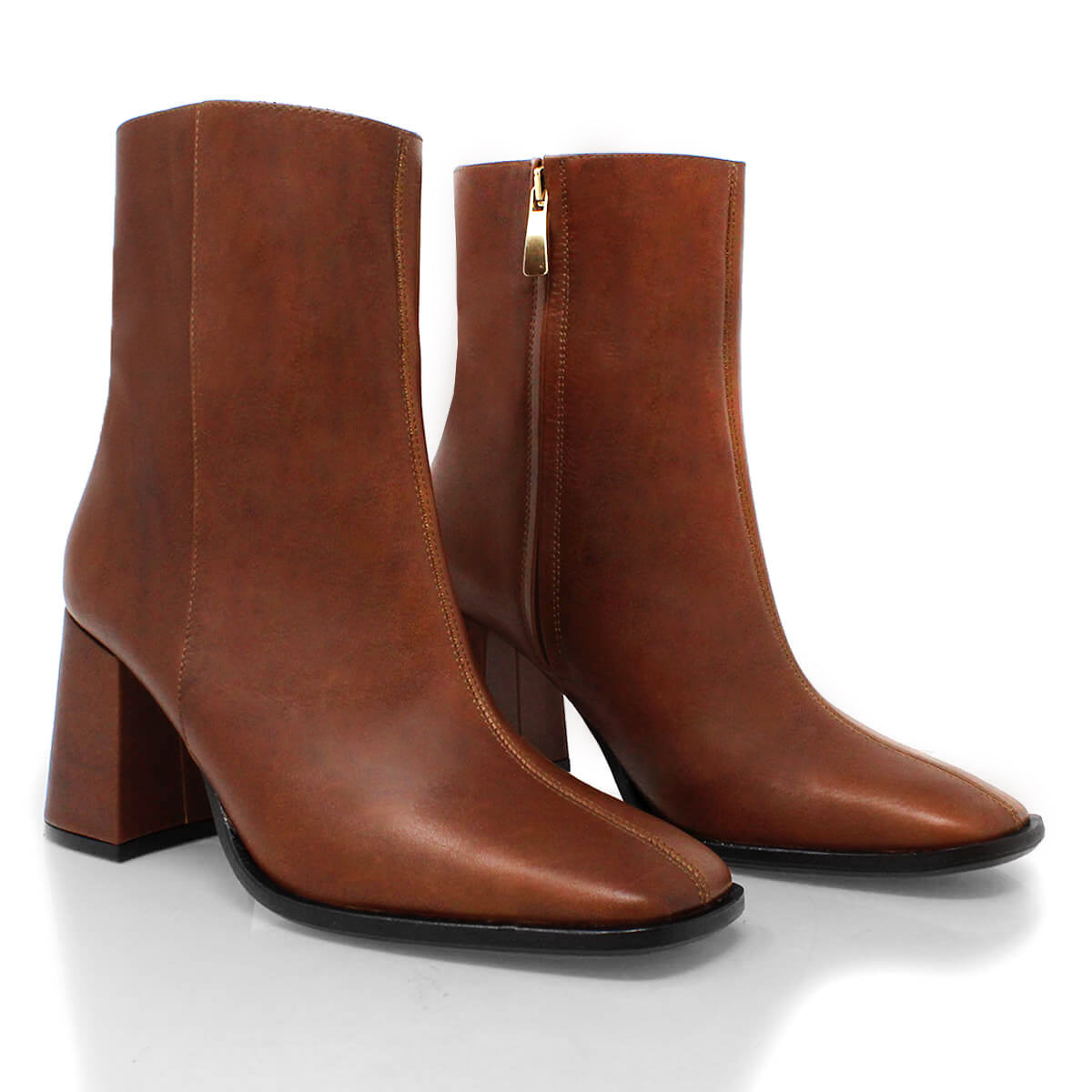 MOSCU 75 - Cafe Oscuro Regina Romero Zapato Bota Botin Tacon Alto Para Dama en Piel