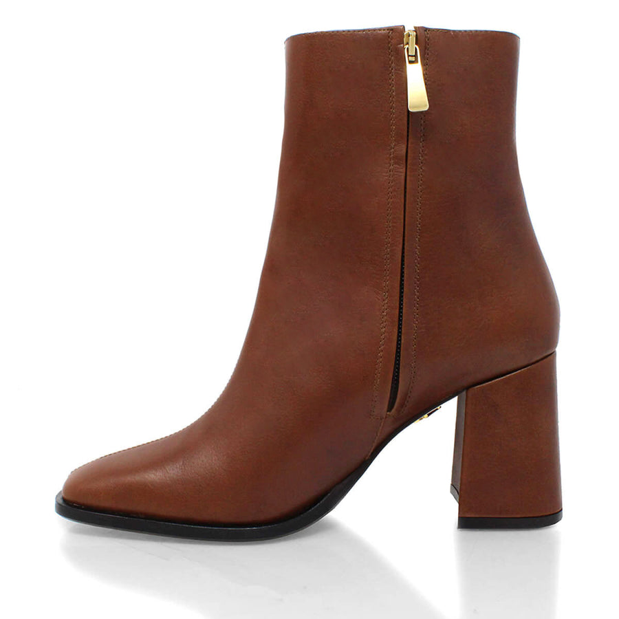 MOSCU 75 - Cafe Oscuro Regina Romero Zapato Bota Botin Tacon Alto Para Dama en Piel