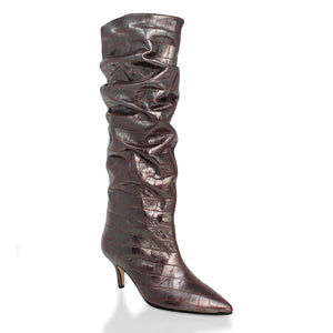 TORI 50 - Wine Regina Romero Long High Heel Boot Shoe for Women in Leather