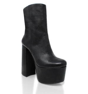 TOWER 150 - Black Regina Romero High Heel Platform Ankle Boot Shoe for Women in Leather