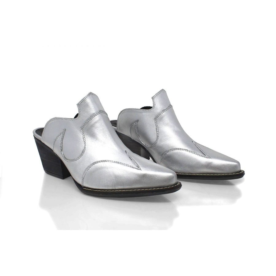 TRACY 60 - Plata Regina Romero Zapato Zapatilla Tacon Bajo Para Dama en Piel