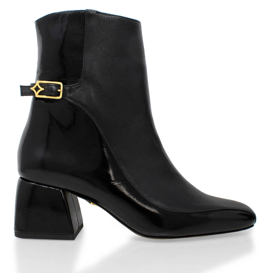 TRIANA 50 - Negro Regina Romero Zapato Bota Botin Tacon Bajo Para Dama en Piel