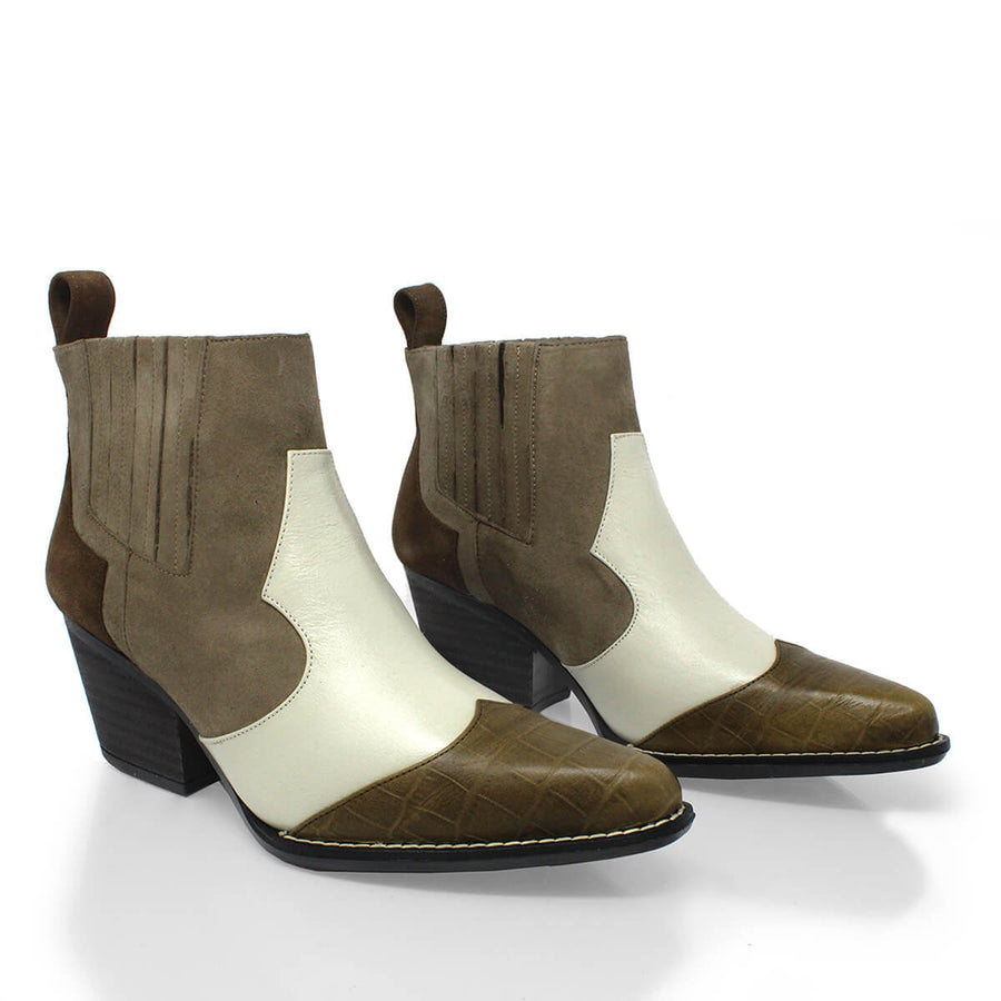 MADDIE 60 Limited Edition - Silver Regina Romero Low Heel Ankle Boot Shoe for Lady in Leather
