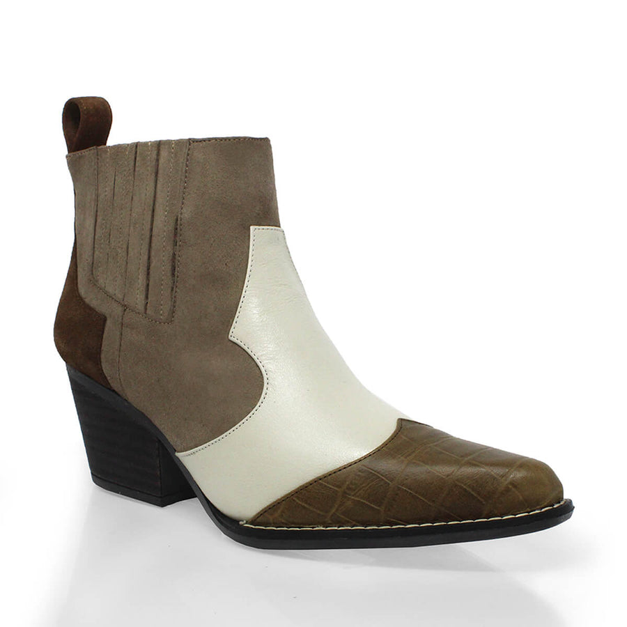 MADDIE 60 Limited Edition - Silver Regina Romero Low Heel Ankle Boot Shoe for Lady in Leather
