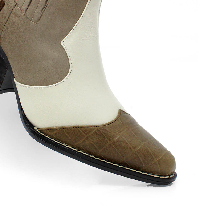 MADDIE 60 Limited Edition - Silver Regina Romero Low Heel Ankle Boot Shoe for Lady in Leather