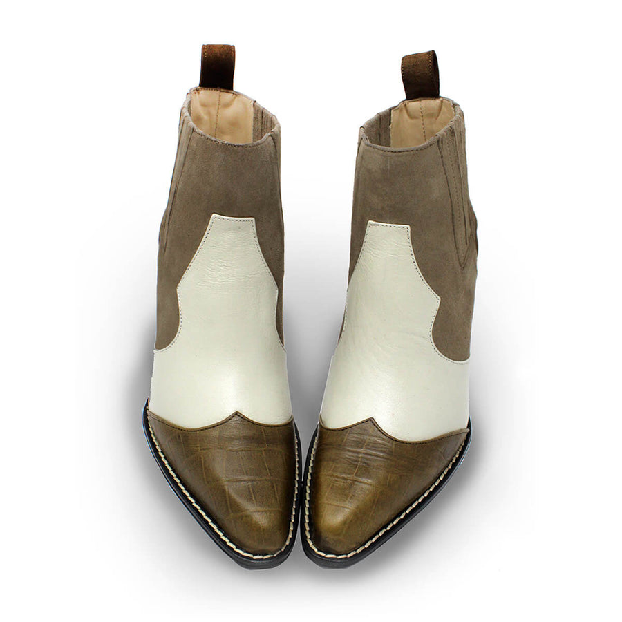MADDIE 60 Limited Edition - Silver Regina Romero Low Heel Ankle Boot Shoe for Lady in Leather
