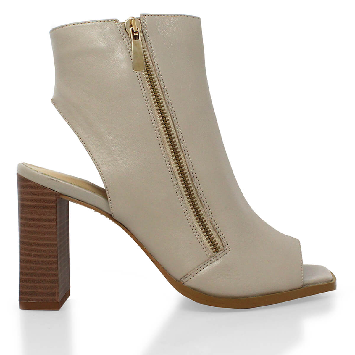 LISBETH 90 - Beige Regina Romero Zapato Bota Botin Tacon Alto Para Dama en Piel