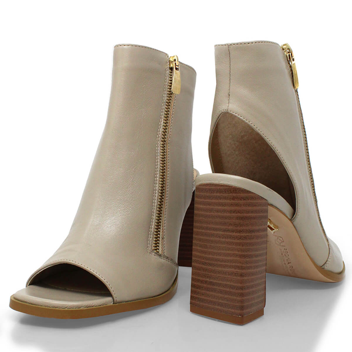 LISBETH 90 - Beige Regina Romero Zapato Bota Botin Tacon Alto Para Dama en Piel