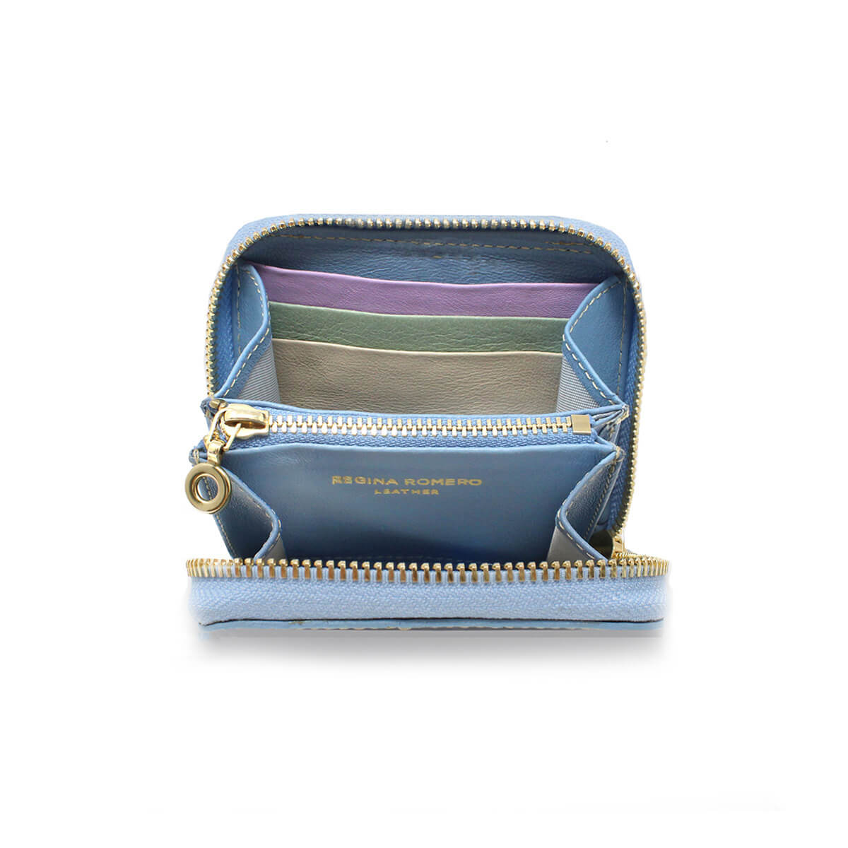 ATENEA - Azul Pastel Regina Romero Accesorio Monedero Para Dama en Piel