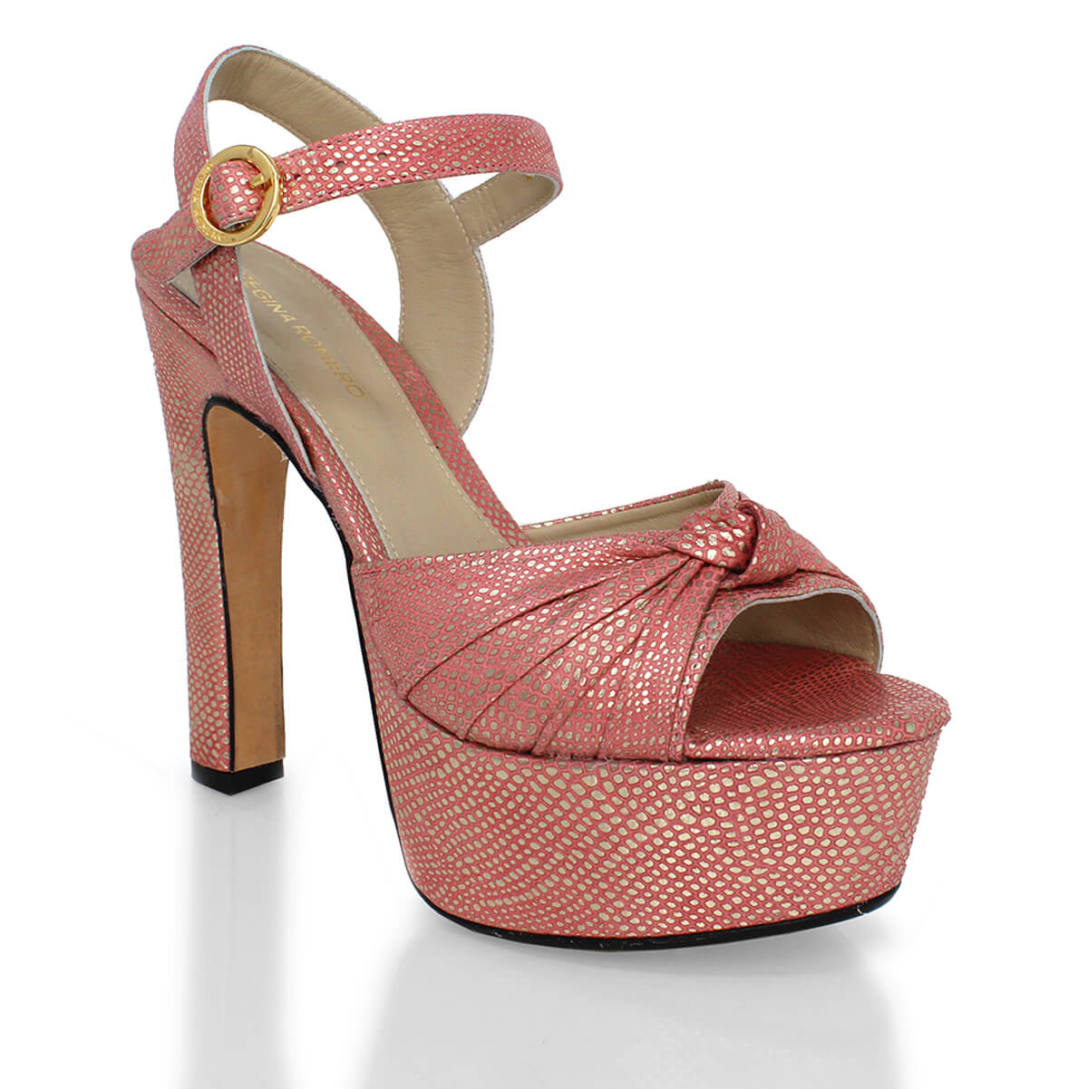 ALEXA 135 - Coral Regina Romero Zapato Sandalia Plataforma Tacon Alto Para Dama en Piel