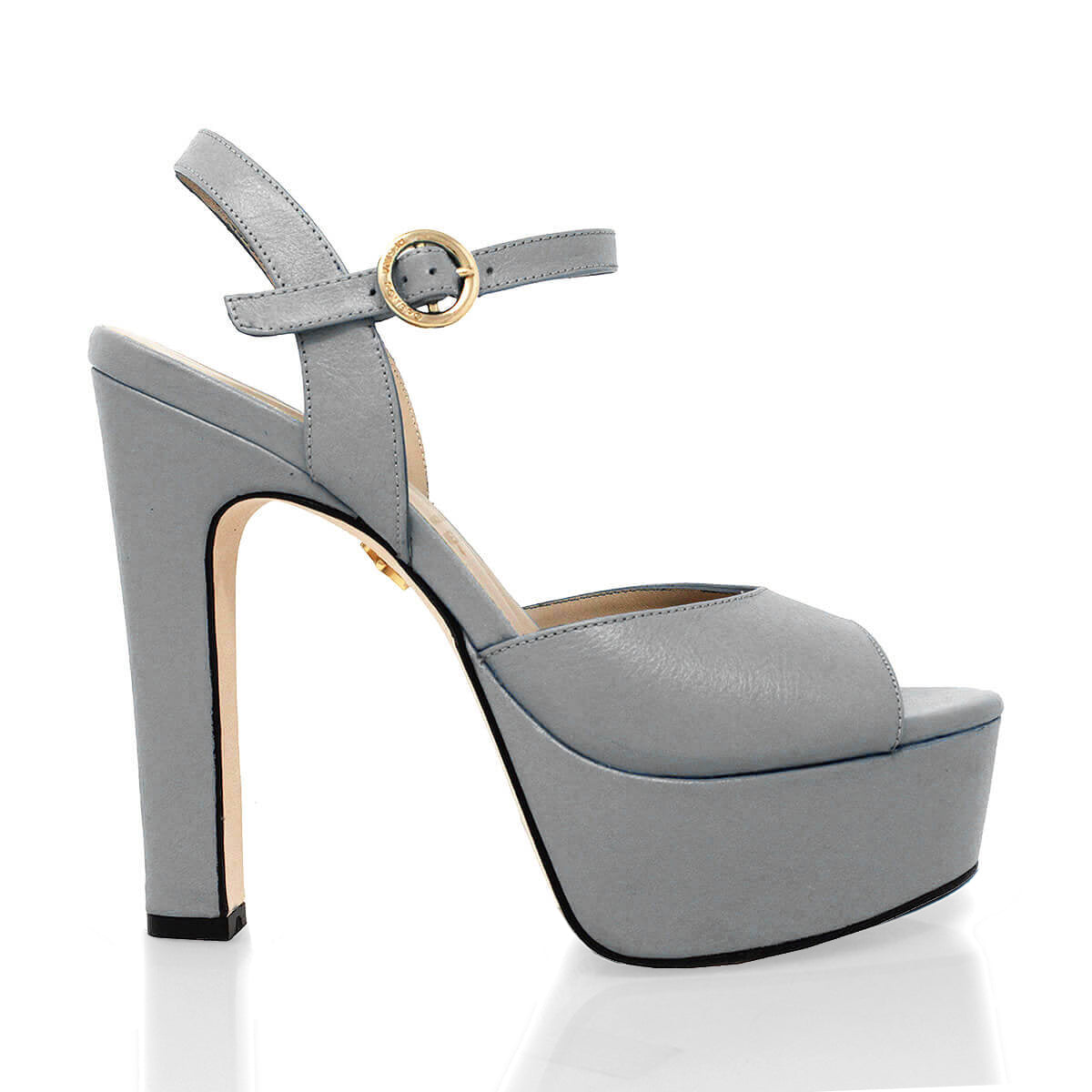 SABRINA 135 - Gray Regina Romero High Heel Platform Sandal Shoe for Women in Leather