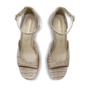 BONNIE 95 - Beige Regina Romero High Heel Platform Sandal Shoe for Women in Leather