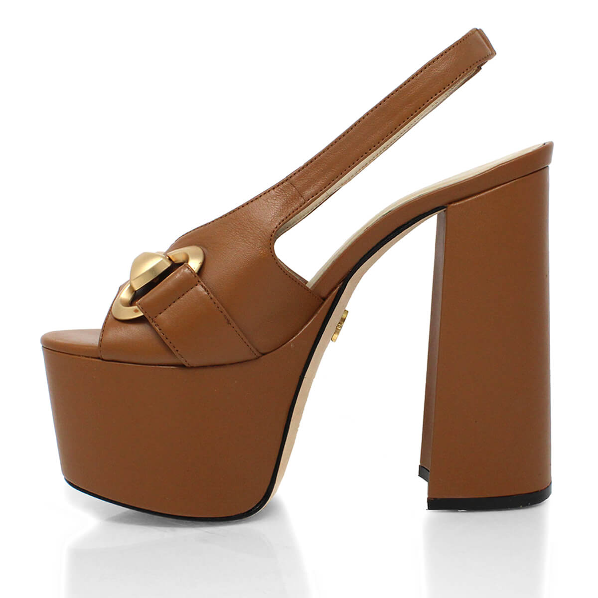 ERIN 150 - Miel Regina Romero High Heel Platform Sandal Shoe for Women in Leather