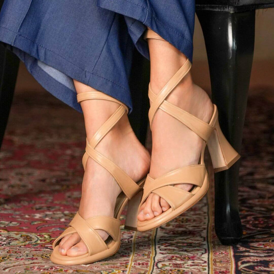 GIANNINA 85 - Beige Regina Romero Zapato Zapatilla Tacon Alto Para Dama en Piel