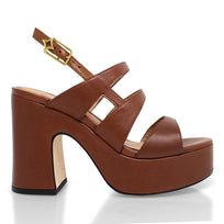 MARITE 105 - Tan Regina Romero Zapato Sandalia Plataforma Tacon Alto Para Dama en Piel