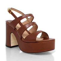 MARITE 105 - Tan Regina Romero Zapato Sandalia Plataforma Tacon Alto Para Dama en Piel