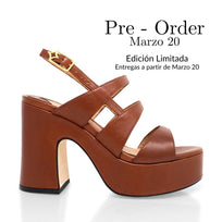 MARITE 105 - Tan Regina Romero Zapato Sandalia Plataforma Tacon Alto Para Dama en Piel