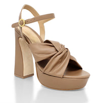 THALIA CON PULSERA 125 - Mocha Regina Romero Zapato Sandalia Plataforma Tacon Alto Para Dama en Piel