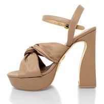 THALIA CON PULSERA 125 - Mocha Regina Romero Zapato Sandalia Plataforma Tacon Alto Para Dama en Piel