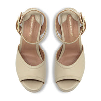 OLIMPIA 100 - Beige Regina Romero Zapato Sandalia Plataforma Tacon Alto Para Dama en Piel