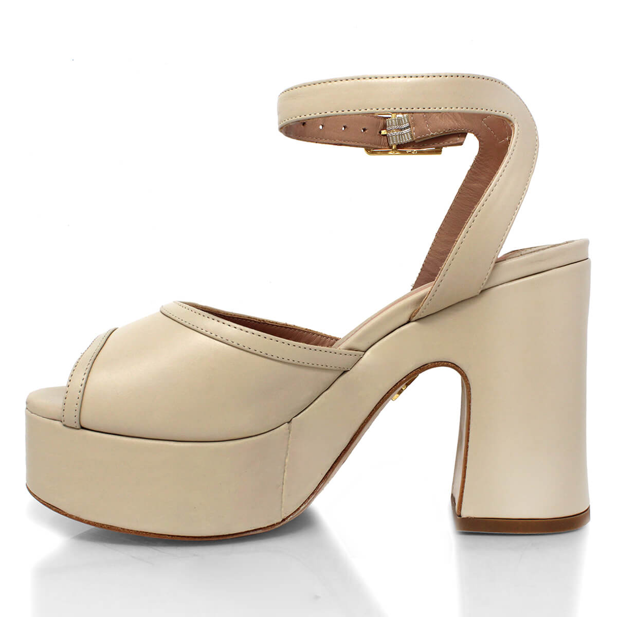 OLIMPIA 100 - Beige Regina Romero Zapato Sandalia Plataforma Tacon Alto Para Dama en Piel