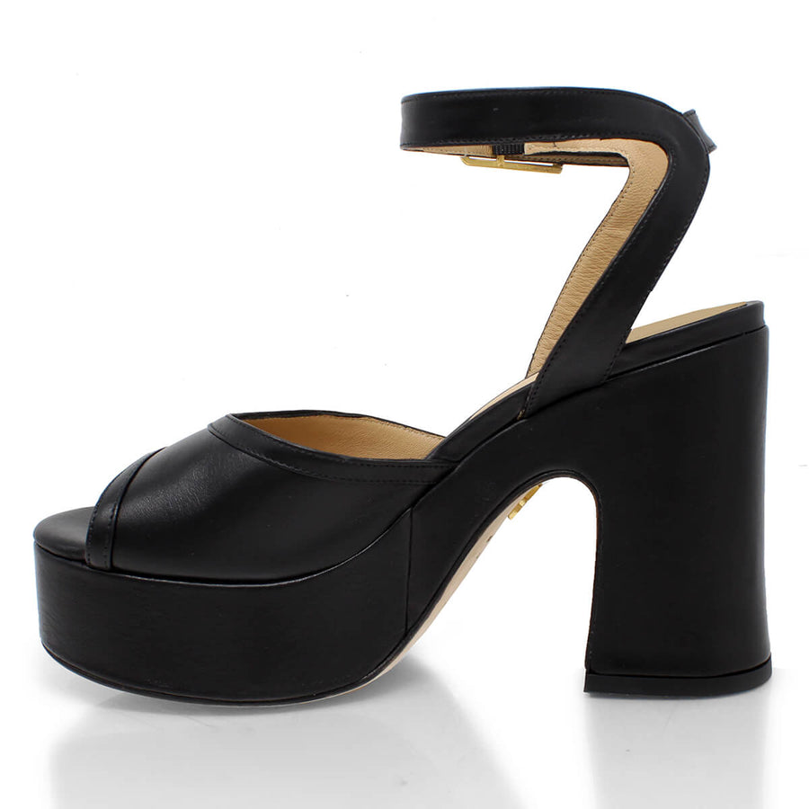 OLIMPIA 100 - Negro Regina Romero Zapato Sandalia Plataforma Tacon Alto Para Dama en Piel