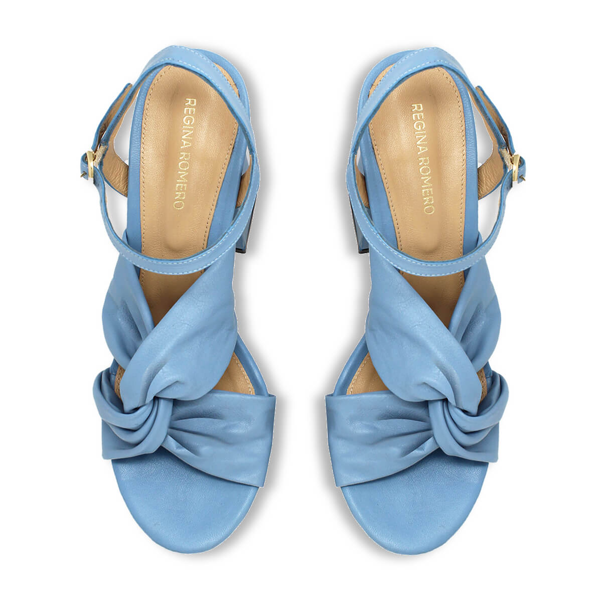 THALIA CON PULSERA 125 - Azul Cielo Regina Romero Zapato Sandalia Plataforma Tacon Alto Para Dama en Piel