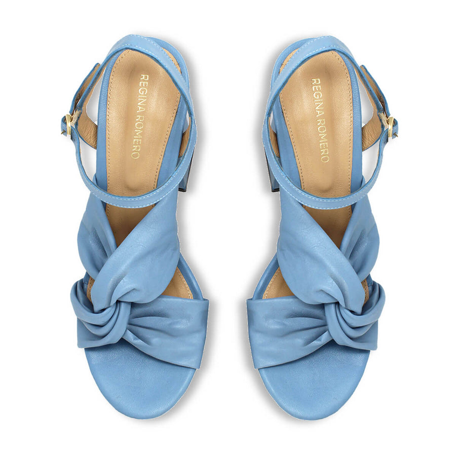 THALIA CON PULSERA 125 - Azul Cielo Regina Romero Zapato Sandalia Plataforma Tacon Alto Para Dama en Piel